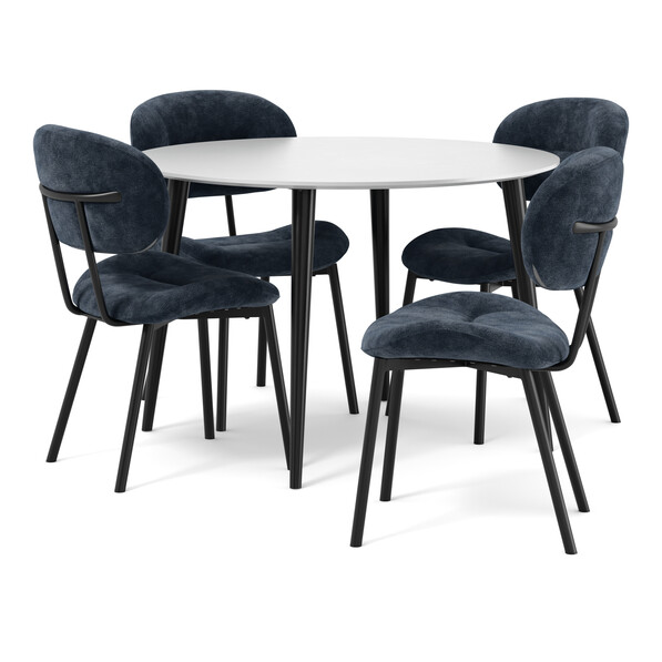 Plaine - Matgrupp med 4 stolar Carol - Blå