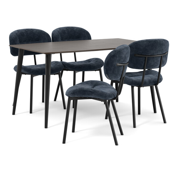 Plaine - Matgrupp med 4 stolar Carol - Blå