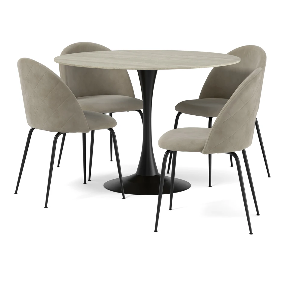 Kali - Matgrupp med 4 stolar Kiwi - Beige