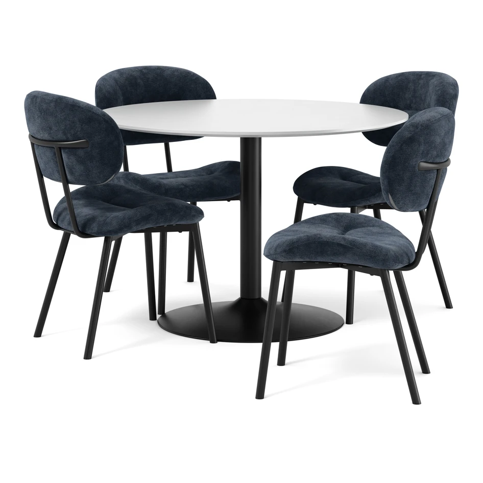 Plaine - Matgrupp med 4 stolar Carol - Vit