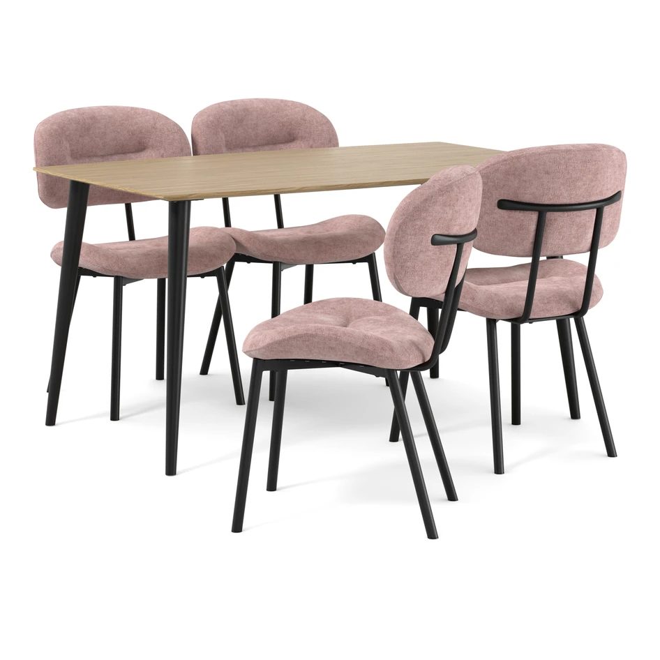 Plaine - Matgrupp med 4 stolar Carol - Rosa