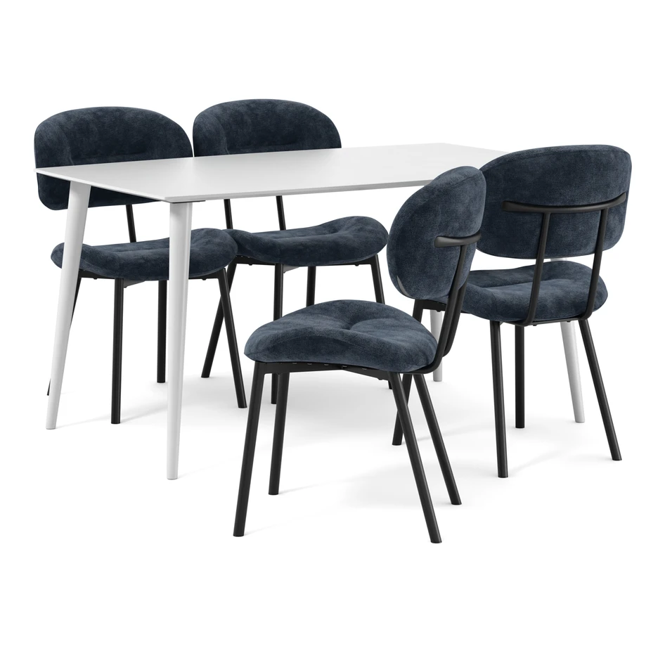 Plaine - Matgrupp med 4 stolar Carol - Blå