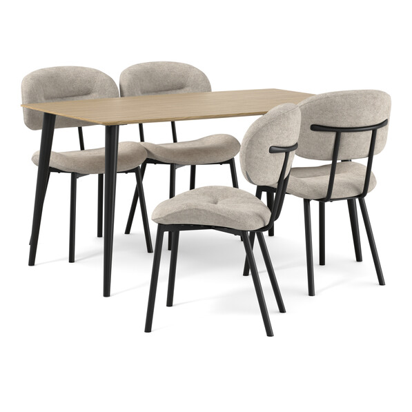 Plaine - Matgrupp med 4 stolar Carol - Beige