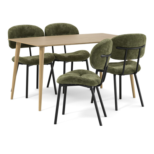 Plaine - Matgrupp med 4 stolar Carol - Grön
