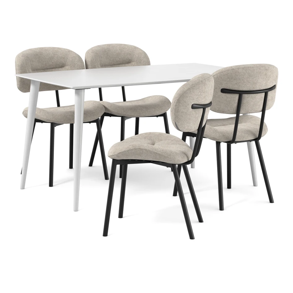 Plaine - Matgrupp med 4 stolar Carol - Beige