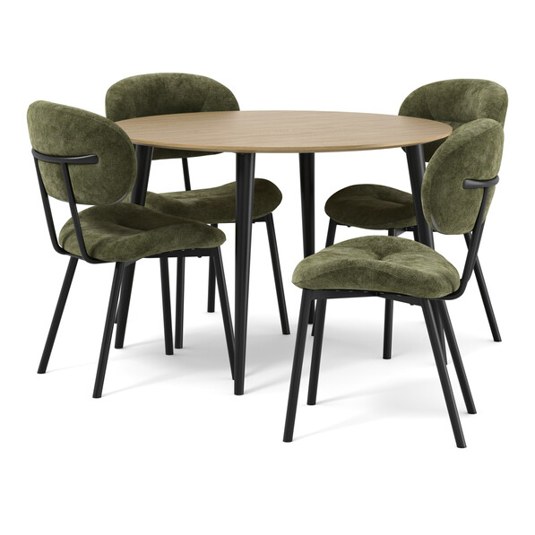 Plaine - Matgrupp med 4 stolar Carol - Grön