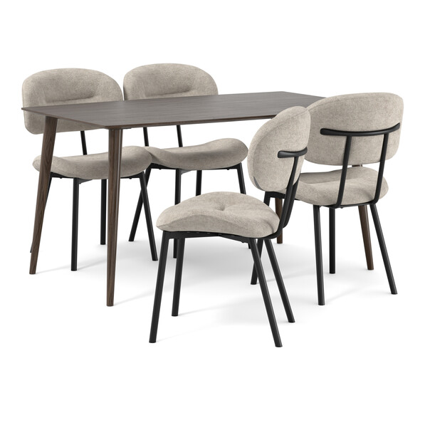 Plaine - Matgrupp med 4 stolar Carol - Brun