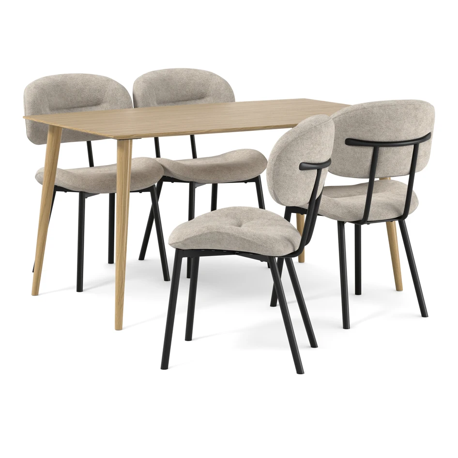 Plaine - Matgrupp med 4 stolar Carol - Beige