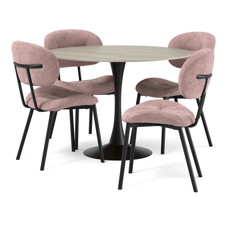 Kali - Matgrupp med 4 stolar Carol - Rosa