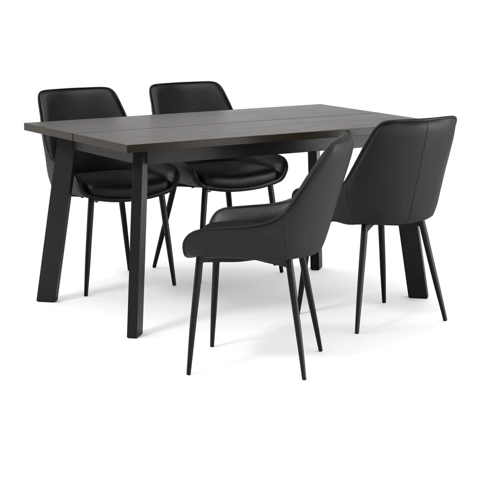 Nomad - Matgrupp med 4 stolar Leon - Brun