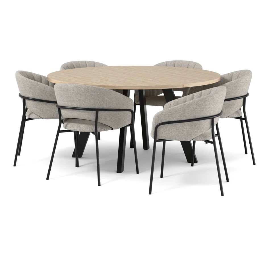 Nomad - Matgrupp med 6 karmstolar Selina - Beige