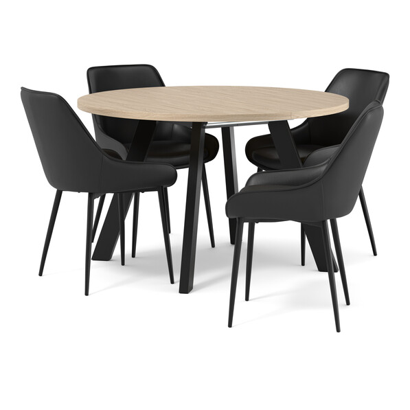 Nomad - Matgrupp med 4 stolar Leon - Svart