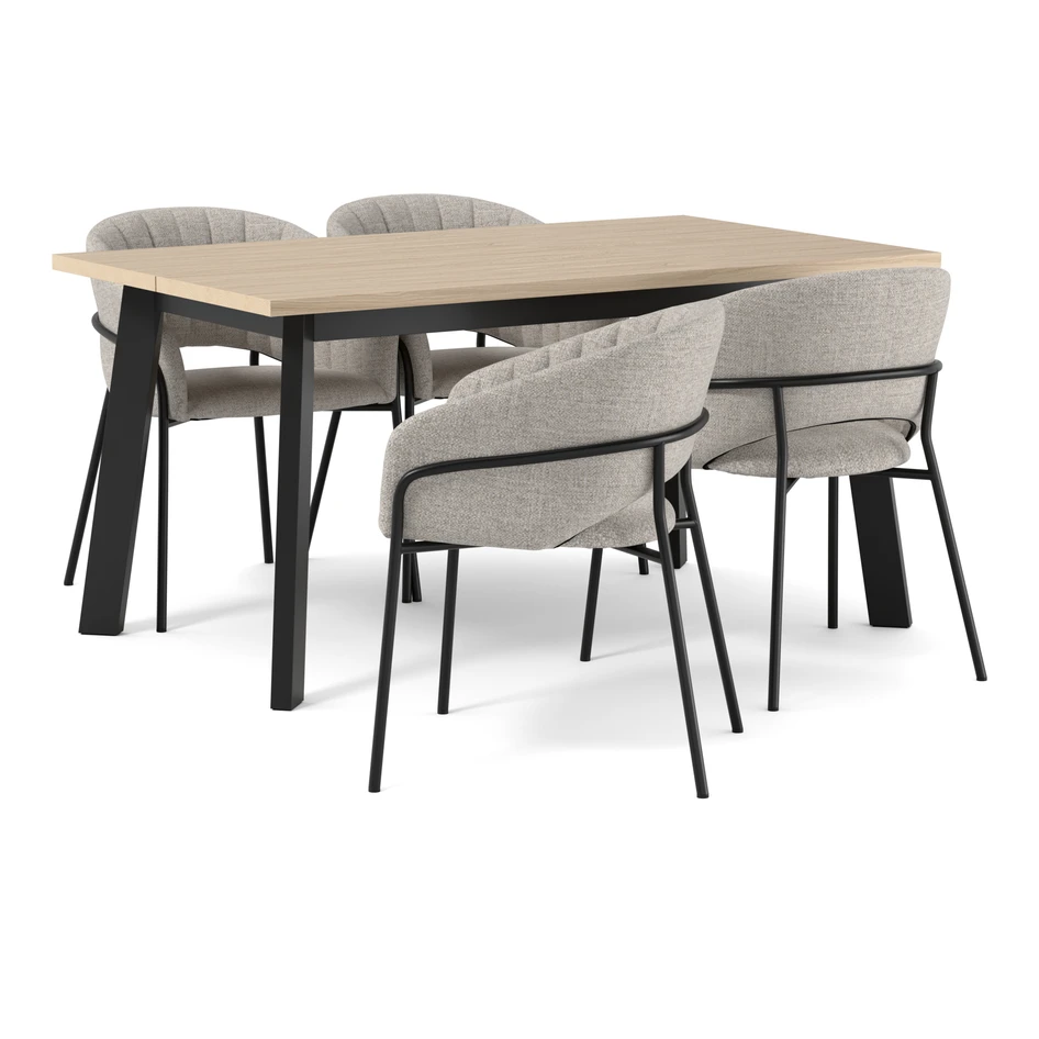 Nomad - Matgrupp med 4 karmstolar Selina - Beige
