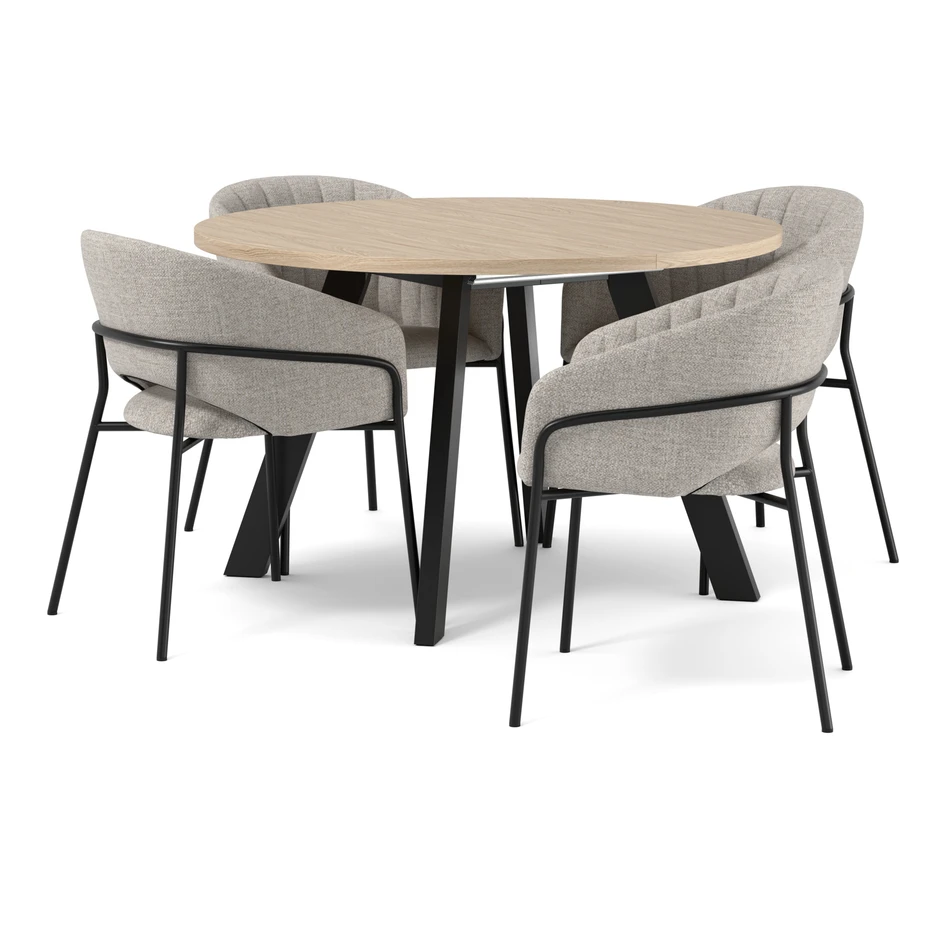 Nomad - Matgrupp med 4 karmstolar Selina - Beige