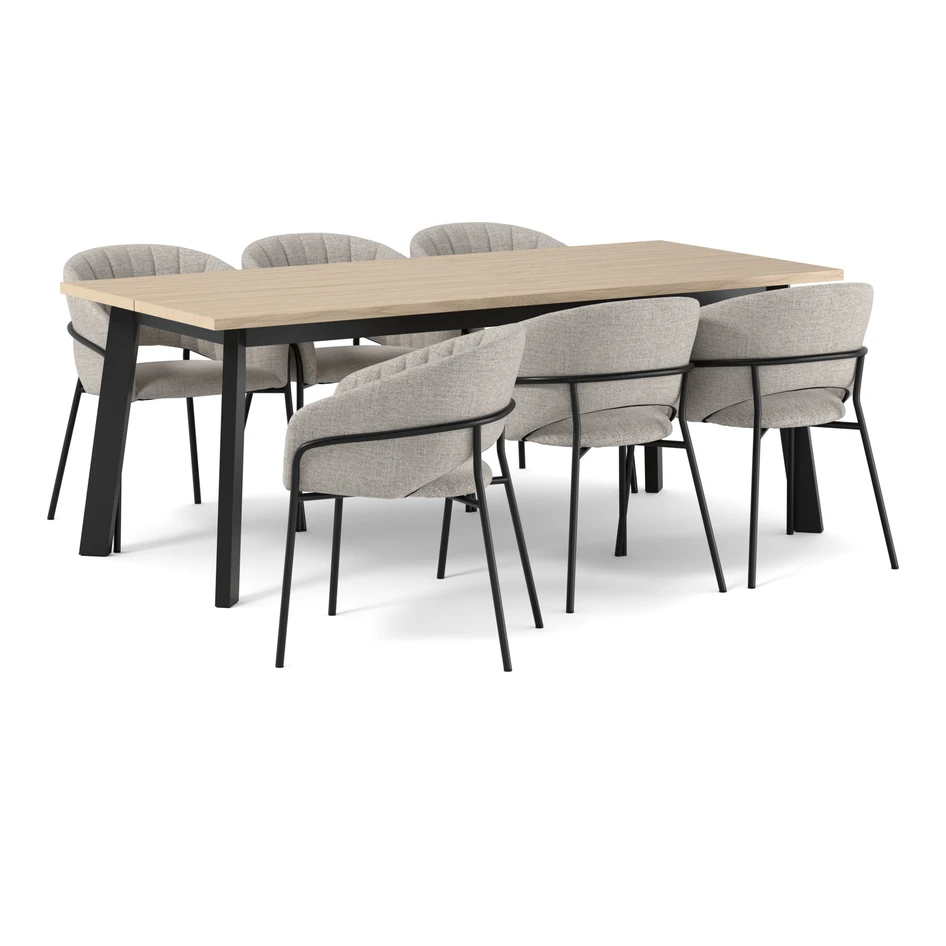 Nomad - Matgrupp med 6 karmstolar Selina - Beige