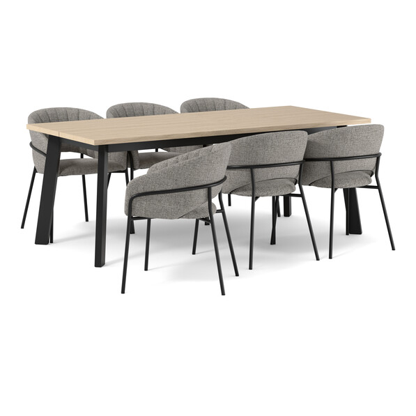 Nomad - Matgrupp med 6 karmstolar Selina - Brun