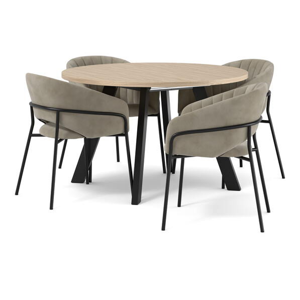 Nomad - Matgrupp med 4 karmstolar Selina - Vit