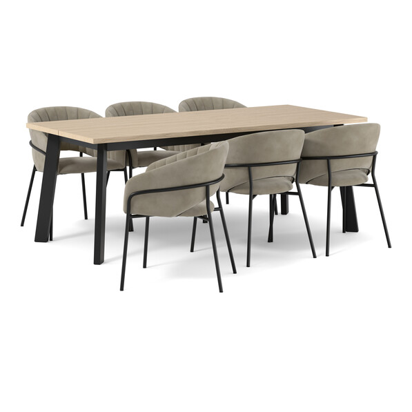 Nomad - Matgrupp med 6 karmstolar Selina - Beige