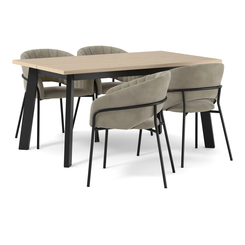 Nomad - Matgrupp med 4 karmstolar Selina - Beige