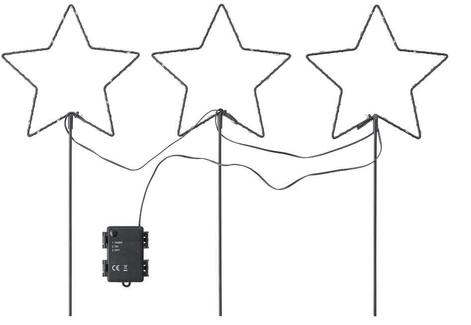 Glöd - Dekorationsbelysning, H 20 cm, 3-pack - Svart