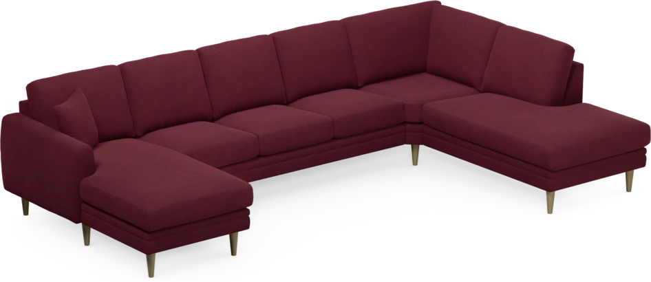 Eden - 3-sits soffa med schäslong vänster och divan höger - Röd