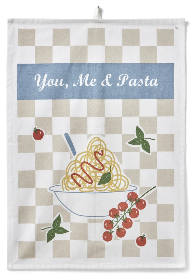 You me and pasta - Kökshandduk, 50x70 cm - Vit