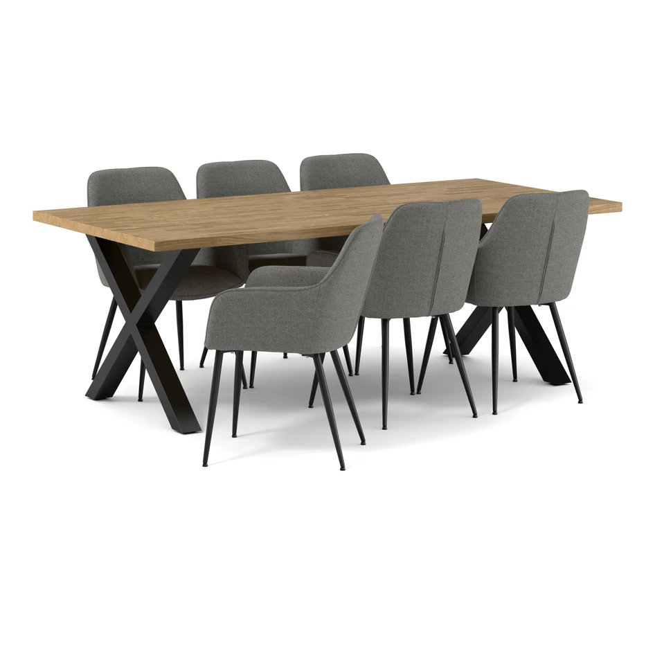 Eastwood - Matgrupp med 6 karmstolar Milla - Beige