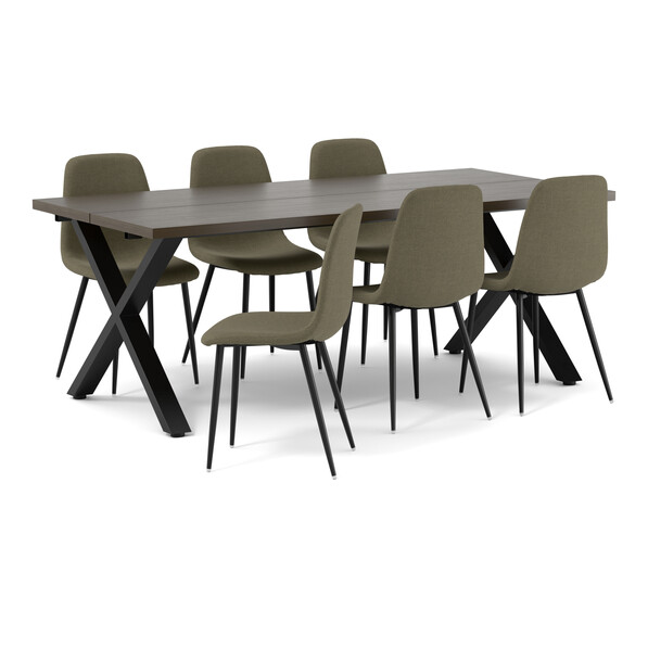 Veneto - Matgrupp med 6 stolar Tracy - Grön