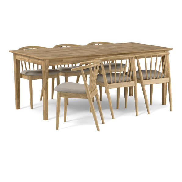 Ekerö - Matgrupp med 6 stolar Sixten - Beige