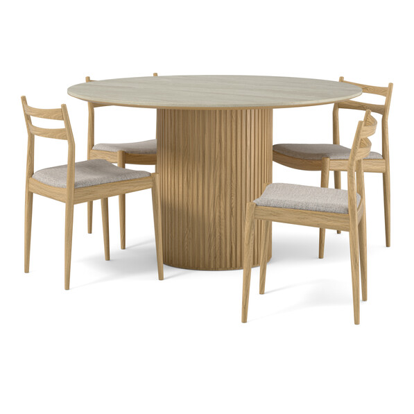 Astrid - Matgrupp med 4 stolar Ines - Beige