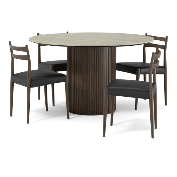 Astrid - Matgrupp med 4 stolar Ines - Brun