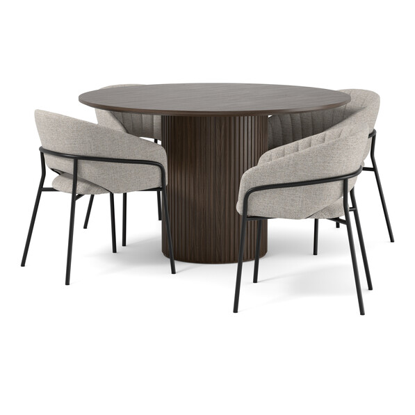 Astrid - Matgrupp med 4 karmstolar Selina - Beige