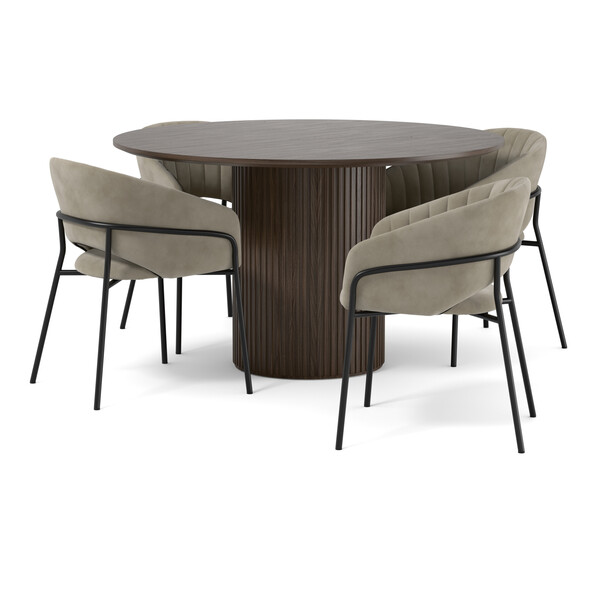 Astrid - Matgrupp med 4 karmstolar Selina - Beige