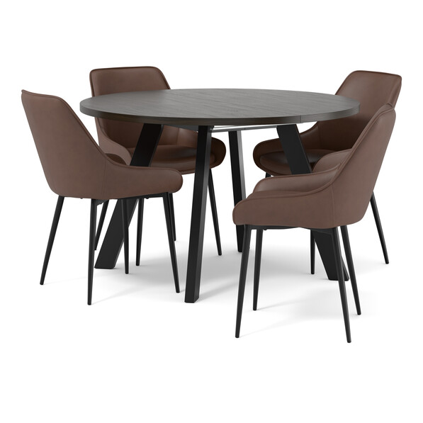 Nomad - Matgrupp med 4 stolar Leon - Brun