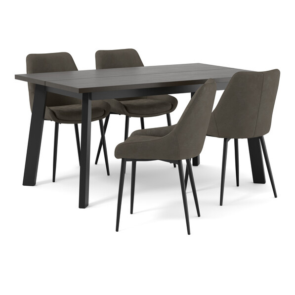 Nomad - Matgrupp med 4 stolar Leon - Brun