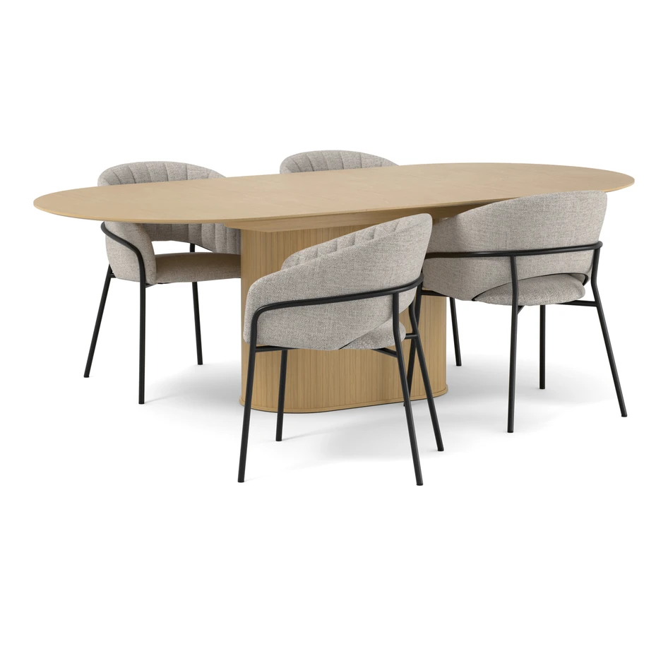 Judit - Matgrupp med 4 karmstolar Selina - Beige