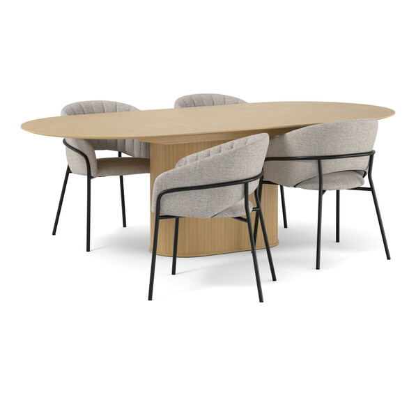 Judit - Matgrupp med 4 karmstolar Selina - Beige