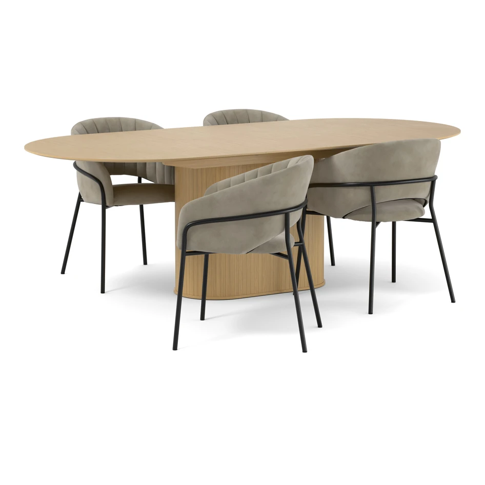 Judit - Matgrupp med 4 karmstolar Selina - Beige
