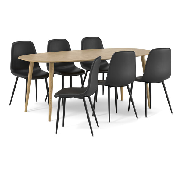 Plaine - Matgrupp med 6 stolar Tracy - Svart