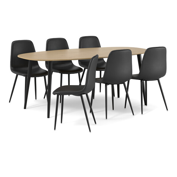 Plaine - Matgrupp med 6 stolar Tracy - Svart