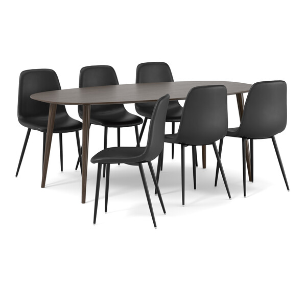 Plaine - Matgrupp med 6 stolar Tracy - Svart