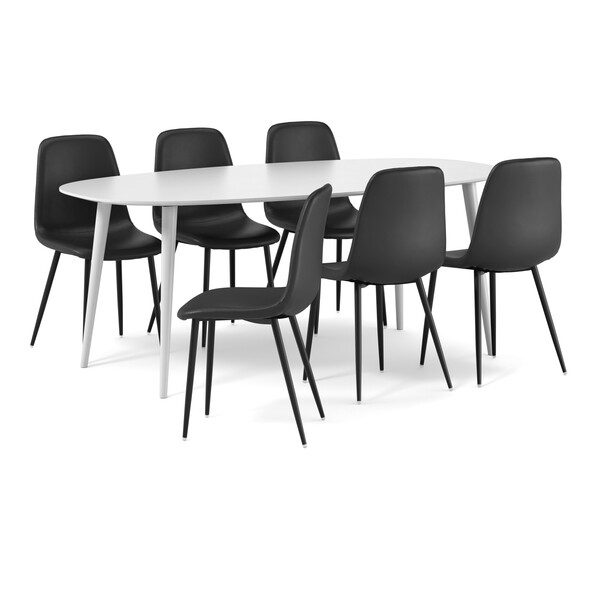 Plaine - Matgrupp med 6 stolar Tracy - Svart