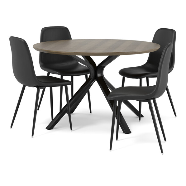 Santos - Matgrupp med 4 stolar Tracy - Svart