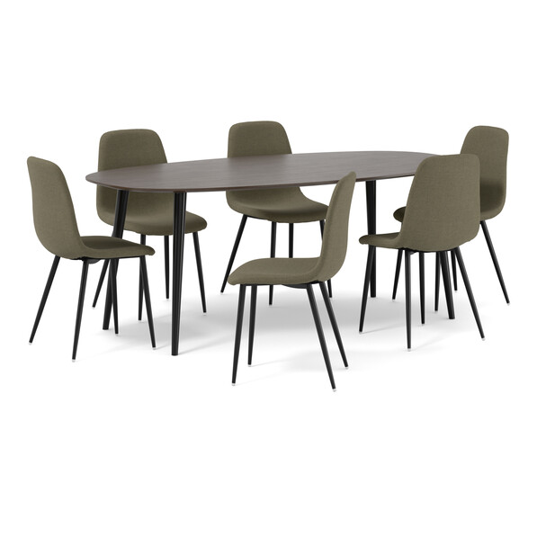 Plaine - Matgrupp med 6 stolar Tracy - Grön