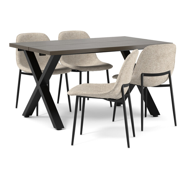 Veneto - Matgrupp med 4 stolar Melic - Brun