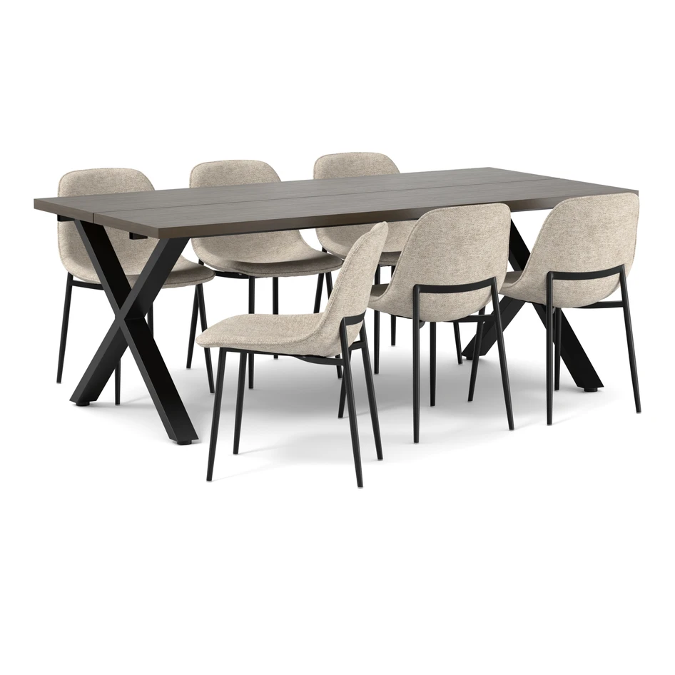 Veneto - Matgrupp med 6 stolar Melic - Brun