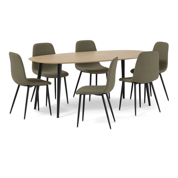 Plaine - Matgrupp med 6 stolar Tracy - Grön