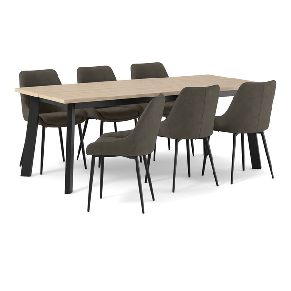 Nomad - Matgrupp med 6 stolar Leon - Brun
