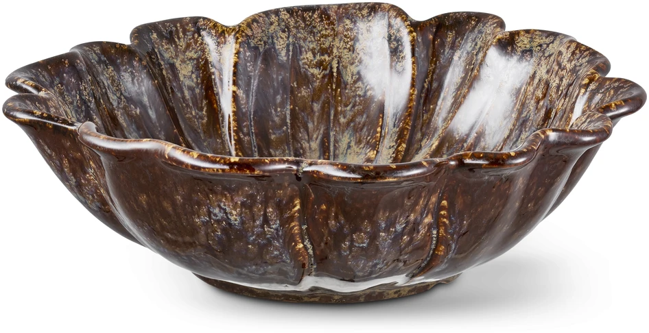Rosenskära - Serveringsskål, H9.5 Ø 32 cm - Brun