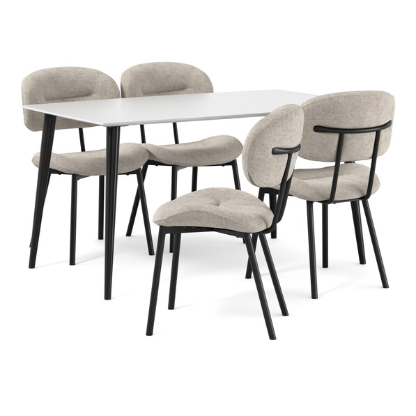 Plaine - Matgrupp med 4 stolar Carol - Vit
